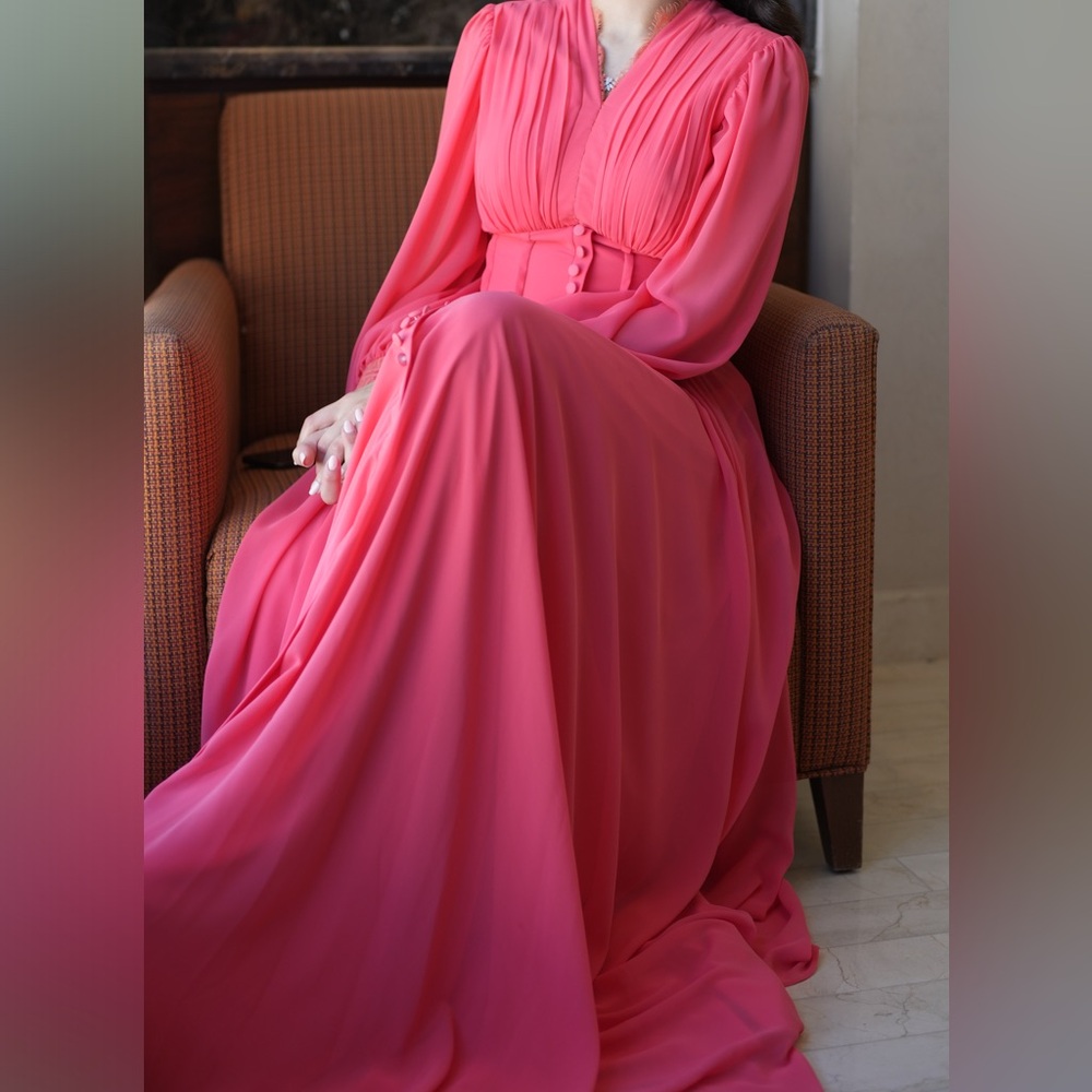 Bright Pink, Long Sleeve flowy dress.